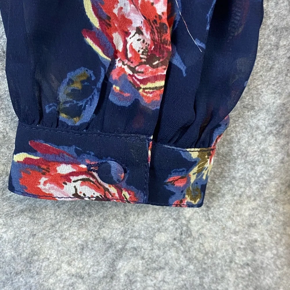 Abercrombie & Fitch Floral Navy Shorts Romper Jumpsuit Sheer Sleeves‎ Size 2